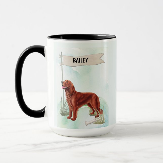 Custom Irish Sette Name Mug Personalised Dog Lover (Left)
