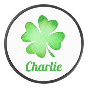 custom Irish st patrick's day clover green Hockey Puck