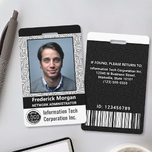 Custom IT Computer Employee Photo Bar Code Logo ID Badge