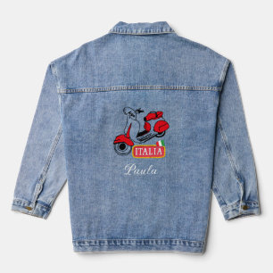 Custom Italian Red and black Vespa Denim Jacket