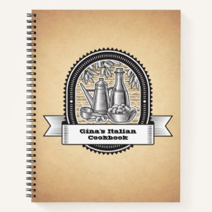 Custom Italian Themed Recipe Book, Cookbook Notebook