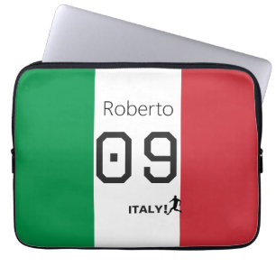 Custom Italy National Soccer Tricolore Personalise Laptop Sleeve