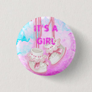 Custom IT'S A GIRL Baby Gender Reveal Party Pin