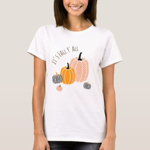 Custom It's Fall Y'All Pumpkin Chequered Dots T-Shirt