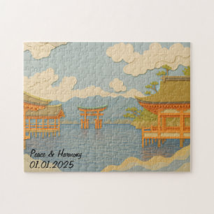 Custom Japan Travel Landscape Aesthetic Shrine Jigsaw Puzzle