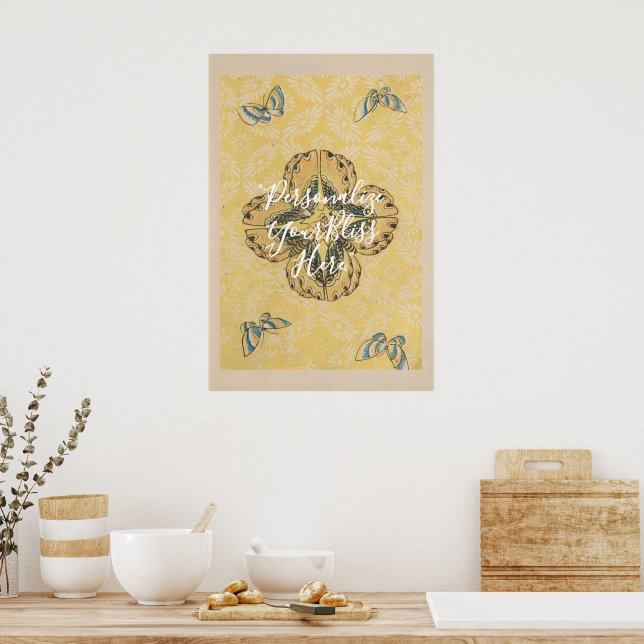 CUSTOM Japanese Butterfly Floral Pattern Art | Poster (Kitchen)