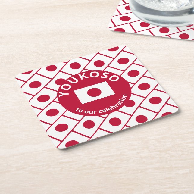 Custom JAPANESE FLAG  Square Paper Coaster (Angled)
