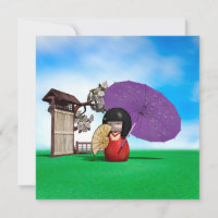 Custom Japanese Kokeshi Doll Cherry Blossom Art