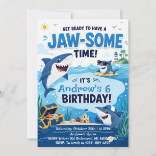 Custom Jaw-some Shark Birthday Invitation