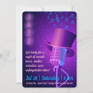 Custom Jazz Club Invitation with Retro Microphone