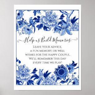 Custom Jenga Bridal Shower Sign 10x12 Blue White