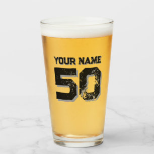 Custom jersey number and name sports beer glass