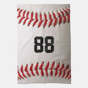 Custom Jersey Number Baseball Player Design Tea Towel