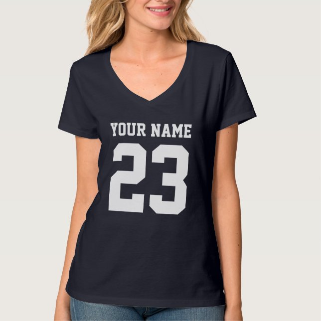 Custom jersey number blue womens football t shirt (Front)