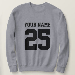 Custom jersey number grey sweatshirt for men