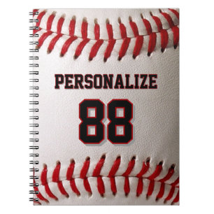 Custom Jersey Number & Name Baseball Player Design Notebook