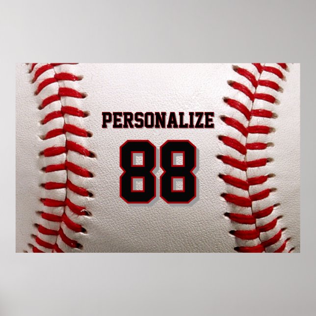Custom Jersey Number & Name Baseball Player Design Poster (Front)