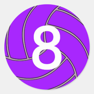 Custom Jersey Number Purple Volleyball Player/Team Classic Round Sticker