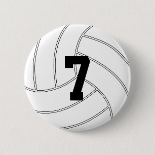 Custom Jersey Number Round Volleyball Button Pin