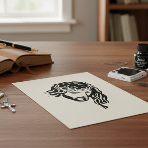 Custom Jesus Crown of Thorns Wooden Rubber Stamp