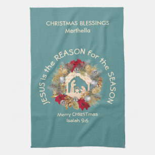 Custom JESUS IS THE REASON Christmas Tea Towel