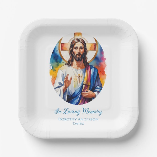 Custom Jesus Memorial Paper Plates (Front)