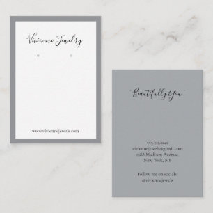Custom Jewellery Earrings Ash Grey Display Card