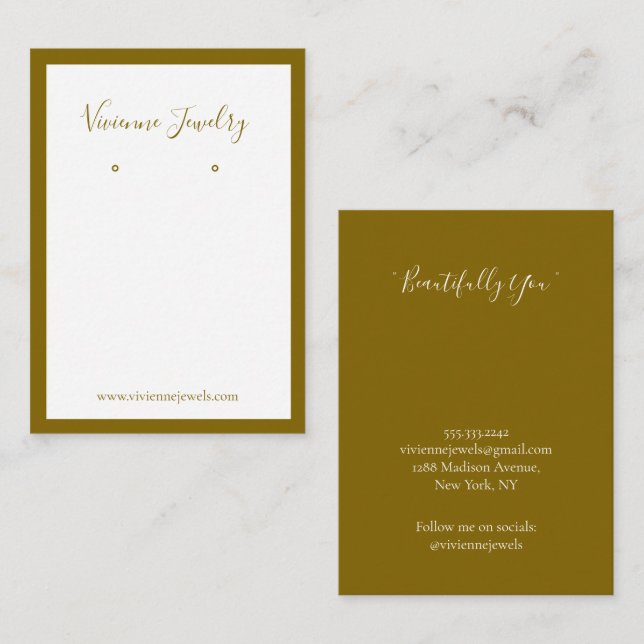 Custom Jewellery Earrings Brown Display Card (Front/Back)