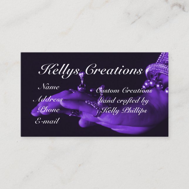 Custom Jewellery S/O customisable business card (Front)