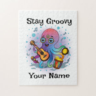 Custom Jigsaw Puzzle   Retro Octopus   Name & Text