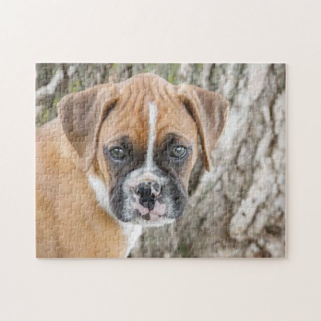 Custom Jigsaw Puzzles- Cute Fawn Boxer Puppy Jigsaw Puzzle (Horizontal)