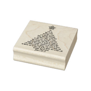 Custom John 1:10-13 Christmas Tree Rubber Stamp 
