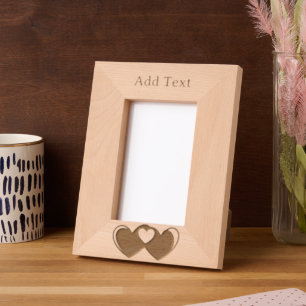 Custom Joined Hearts Engraved Wood Frame
