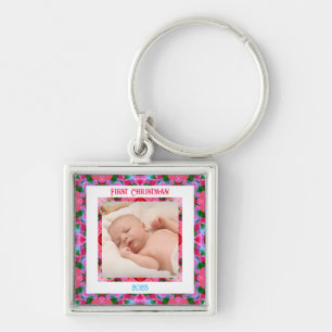 Custom Jolly Festive Christmas Photo Magnet Card Key Ring