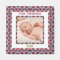 Custom Jolly Festive Christmas Pink Photo Picture