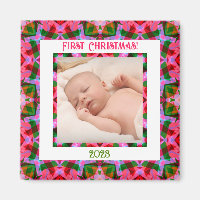 Custom Jolly Festive Christmas Pink Photo Picture