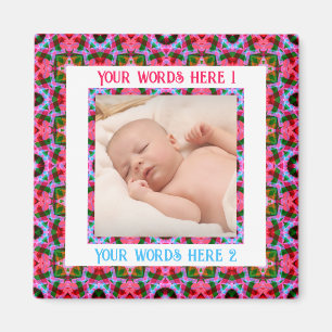 Custom Jolly First Christmas Pink Photo Greeting Magnet