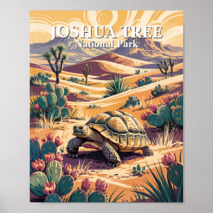 Custom Joshua Tree Tortoise Retro Desert Landscape Poster