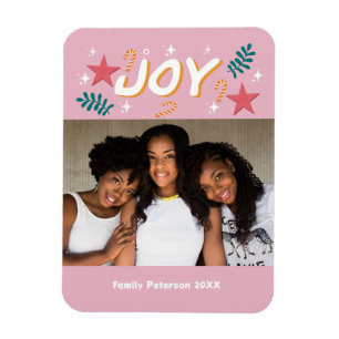custom joy trendy photo girly cute christmas  Card Magnet