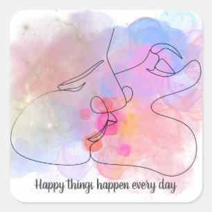 custom-Joyful Embrace - Inspirational Quote Square Sticker