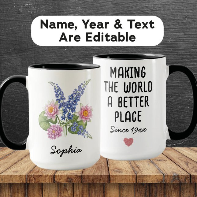 Custom July Birth Flower - Personalised Name Mug (Creator Uploaded)