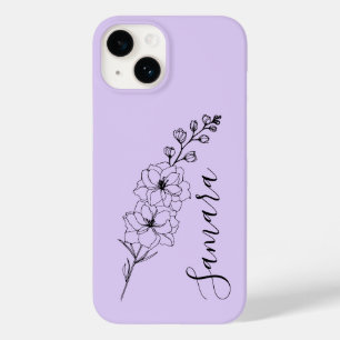Custom July Delphinium Birth Flower Gift for Birth Case-Mate iPhone 14 Case