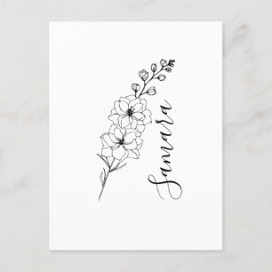 Custom July Delphinium Birth Flower Gift for Birth Postcard