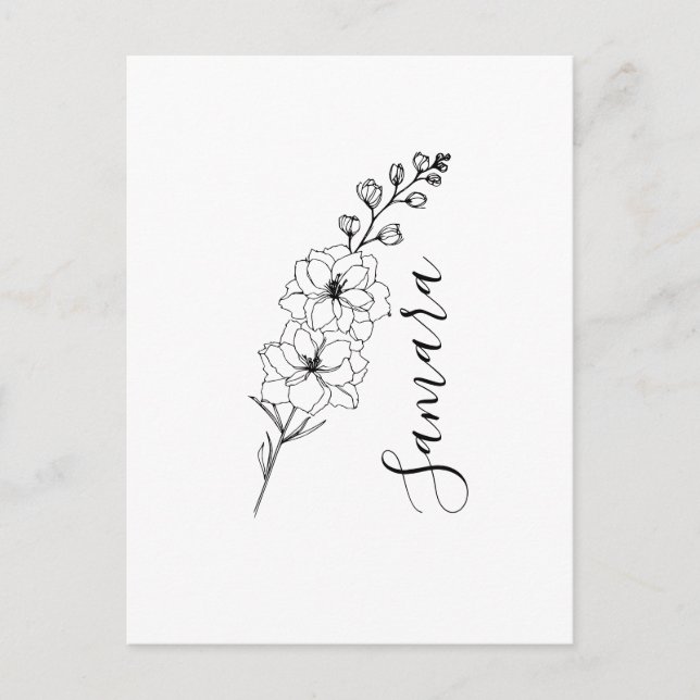 Custom July Delphinium Birth Flower Gift for Birth Postcard (Front)