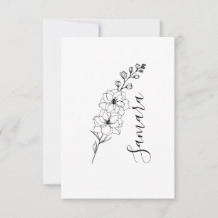Custom July Delphinium Birth Flower Gift for Birth Thank You Card