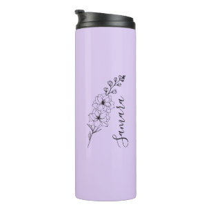 Custom July Delphinium Birth Flower Gift for Birth Thermal Tumbler