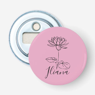 Custom July Water Lily Birth Flower Gift for Birth Bottle Opener