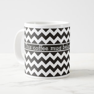 Custom Jumbo Coffee Mug, Black and White Chevrons Large Coffee Mug