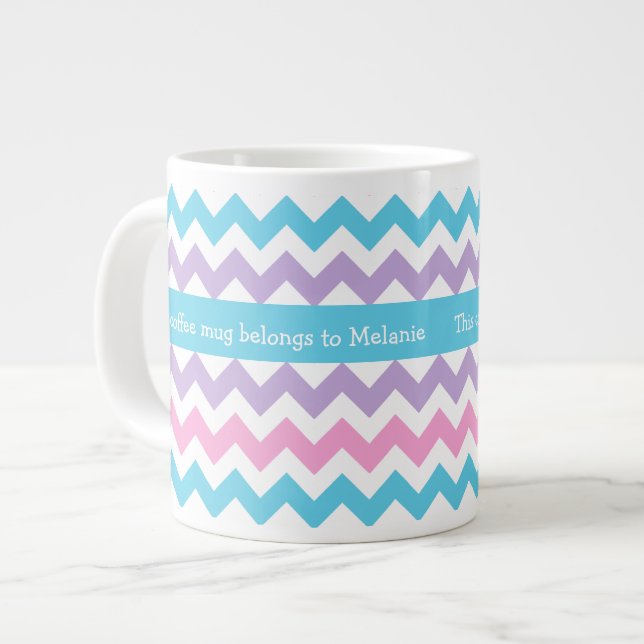 Custom Jumbo Coffee Mug, Multicolor Chevrons Large Coffee Mug (Front Left)