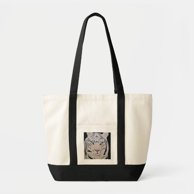 CUSTOM JUMBO TOTE- WHITE TIGER TOTE BAG (Front)